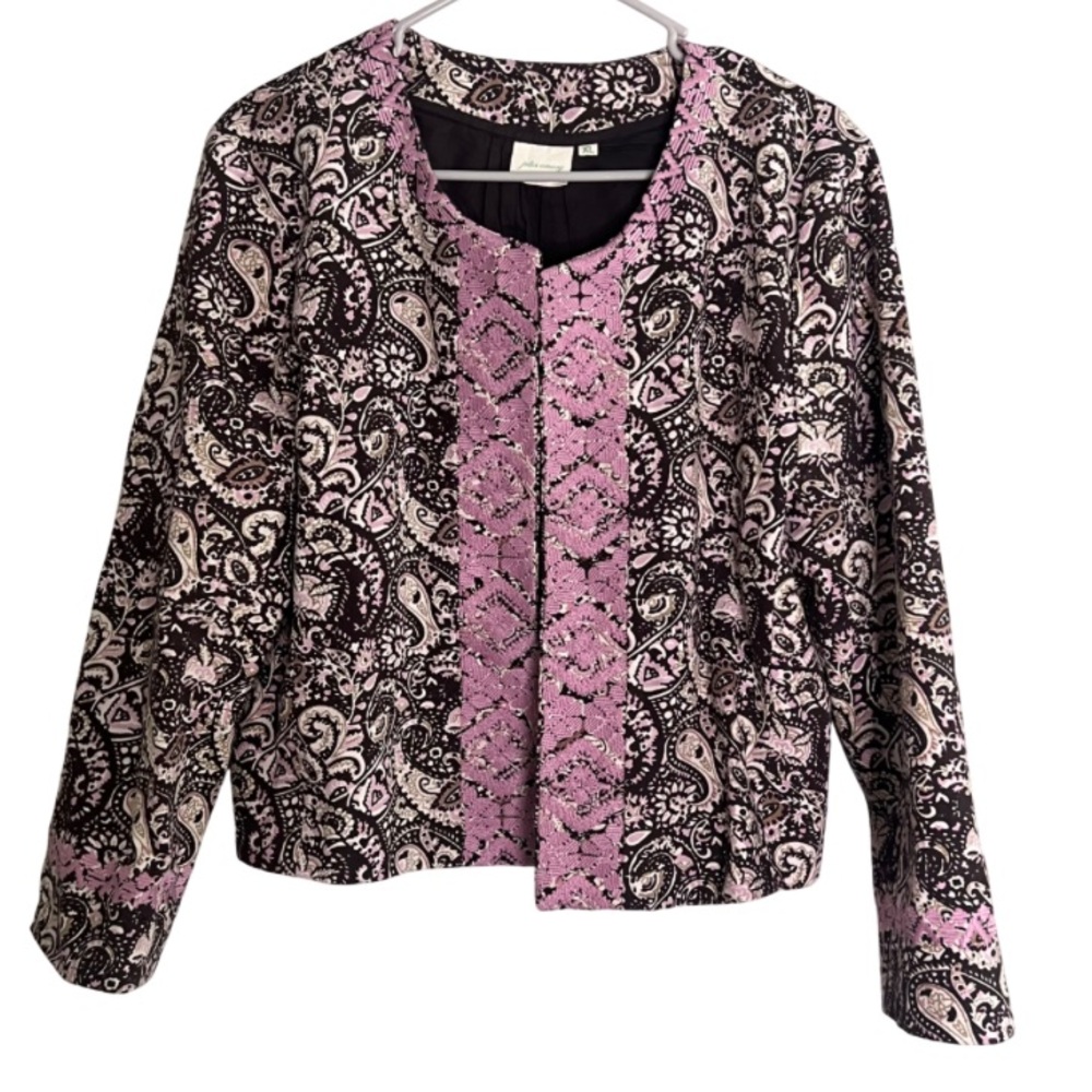 Julia Amory Embroidered Paisley Print Long Sleeve Jacket Women's Size XL